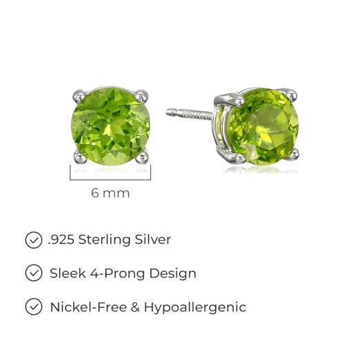Amazon Essentials R28206ZD00 Sterling Silver Round Peridot Birthstone Stud Earrings  thumb #5