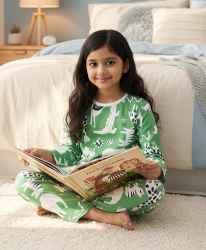 Image of Anthrilo Pure Cotton Printed Pyjama Set for Girls | Sleepwear | Night Suit, Night Wear | Long Sleeves T-Shirt & Pyjama | Regular Wear | 0-14 Years