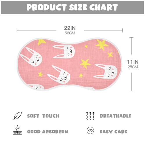 4 Pack Baby Burp Cloths, Soft Absorbent Burping Cloths for Babies, Cotton Milk Spit Up Rags, Large Size for Newborns, Baby Boys and Girls (Pink Bunny Print)4