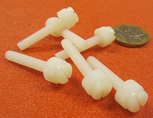 Nylon Knurled Slotted Head Thumb Screws Natural 10-32 x 1.00 Length, 100 Pcs