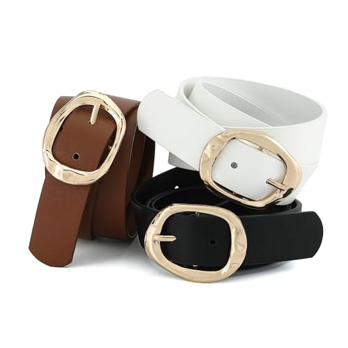 Image of Earnda Women Leather Belt for Jeans Dresses Fashion Buckle Waist Belts
