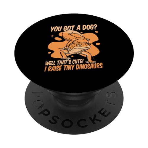 I Raise Tiny Dinosaurs Lizard Gekkota Crested Leopard Gecko PopSockets Swappable PopGrip, Black