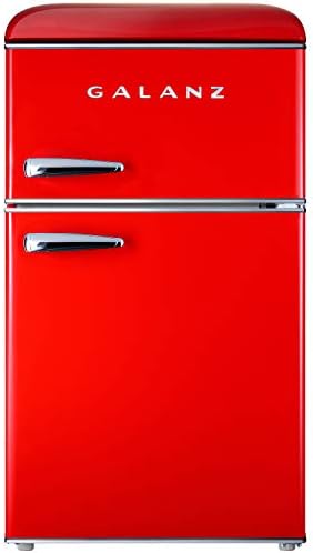 Galanz GLR31TRDER Retro Compact Refrigerator with Freezer Mini Fridge with Dual Doors, Adjustable Mechanical Thermostat, 3.1 Cu Ft, Red