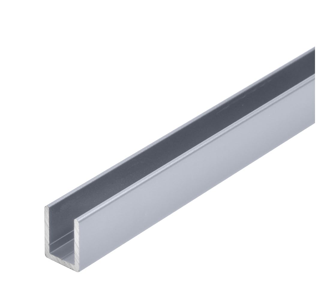 Brixwell SDCD3812A-CCP18-XCP10 satynowe anodowane bezramowe drzwi prysznicowe aluminiowe głębokie kanały U do grubego szkła 3/20.3 cm - długość magazynowa 45 cm - opakowanie 10 sztuk