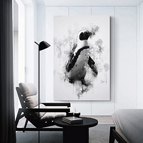 Freebrand Black And White African Penguin Animal Nursery Poster Wall Art Canvas Print Poster Children's Room Decoration Painting Wall Decoration 12X18Inch(30X45Cm) #TOP2