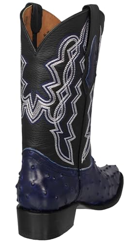 Texas Legacy Mens Blue Western Cowboy Boots Ostrich Quill Print Leather J Toe3