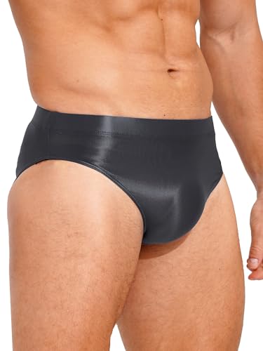 YiZYiF Men's Oil Silky Sissy Briefs High Waist Transparent Swim Briefs Male Glossy Underwear3
