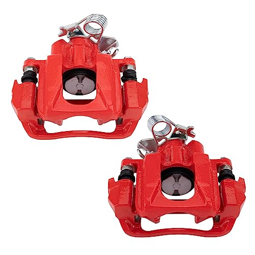 Image of TRQ Performance Rear Driver and Passenger Side Brake Caliper Set Caliper Brackets Compatible with Ford Explorer Taurus Lincoln MKT