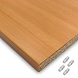 X57 Einlegeboden Regalboden Holzboden 19mm nach Wunschmaß max. 500mm breit x 400mm tief Zuschnitt Anfertigung 2mm Umleimer ABS Kante (Buche)
