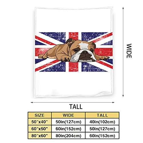 British Bulldog English Bulldog Pattern Flannel Fluffy Full Fleece Luxury Throw Blanket Plush Soft Cozy Quilt Nursery Bedding Decor Bedroom Decorations Wearable 80''X60''(Adults) #TOP3