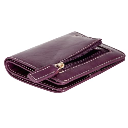 Image of Itslife Women's Rfid Blocking Small Compact Bifold Leather Pocket Wallet Ladies Mini Purse with id Window (Waxed Fuchsia)