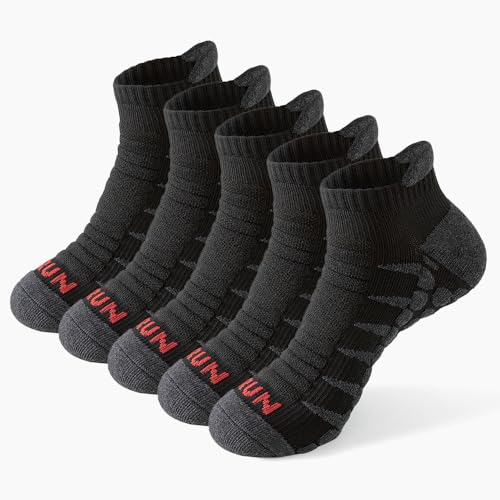 Men's Black & White Towel Bottom Sports Socks - One Size, Anti-slip, Sweat-wicking, Durable, Odor-resistant for Running