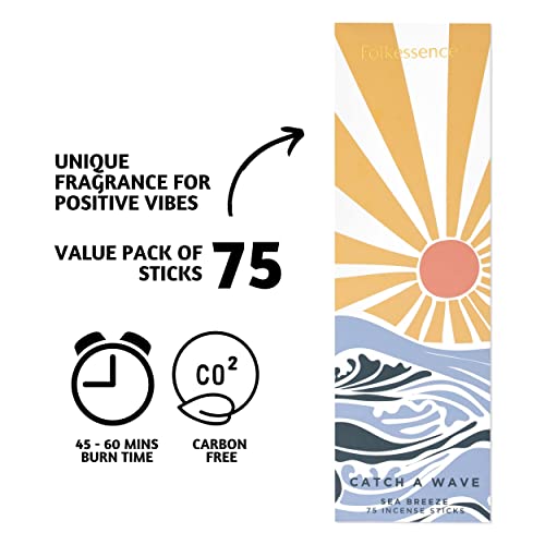 Folkulture Sea Breeze Incense Sticks - Pack Of 75 Insenses For Cleansing - Natural And Non -Toxic Inscents-Sticks - Farmhouse Gift Set For Meditation - Organic And Slow Burning (Catch A Wave) #TOP1