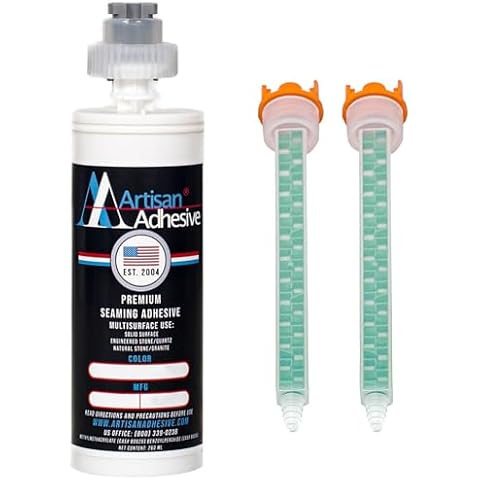 Artisan Adhesive (Color: Glacier White) - Specially Formulated Seam Adhesive for Solid Surface/Quartz/Stone - 250ml (8.45 oz) Cartridge includes 2 Mixing Tips -Dispenser Sold Separately Cover