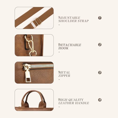 Image of WJCD Women's Tote Handbags Stylish Vegan Leather Handheld Purse for Women Plaid Striped Adjustable Strap Durable Lightweight