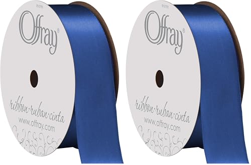 Image of Berwick Offray 067079 7 /8 inch Wide Single Face Satin Ribbon, Royal Blue, 6 Yds (Pack of 2)