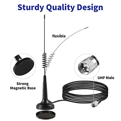 Eifagur Long Range 27Mhz Magnetic Base Cb Radio Antenna With Pl-259 Bnc Male Connector For Mobile/Car Radio Cobra Midland Uniden Maxon President Vehicle Car Truck Mobile Handheld Cb Radio Shack thumb #2