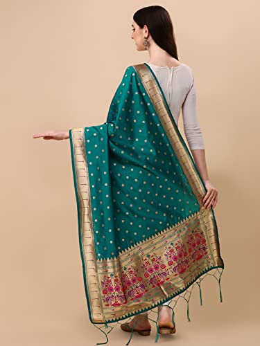 Image of DEVANGI Women's Woven Banarasi Silk Dupatta /Chunni For Women, Floral Print 1 Meter Wide and 2.3 Meter Length Printed Designer Dupatta /Chunni For Girls