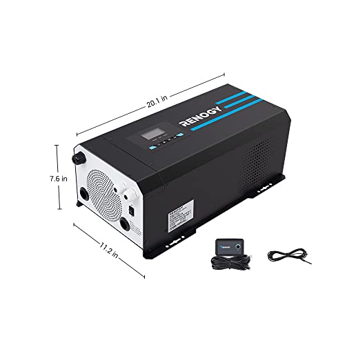 Renogy 3000W Pure Sine Wave Inverter Charger 12V Dc To 120V Ac Surge 9000W For Off-Grid Solar Rv Boat Home W/Lcd Display, Auto Transfer Switch, Compatible With Lithium Battery #TOP7