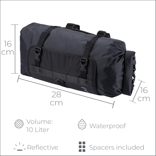 BBB Cycling Bike Handlebar Bag Folding Bike Bag 10L Waterproof Bikepacking Pouch with Shoulder Strap Lightweight Dry Bag Bicycle Bag Accessories FrontFellow BSB-141 - Image 3