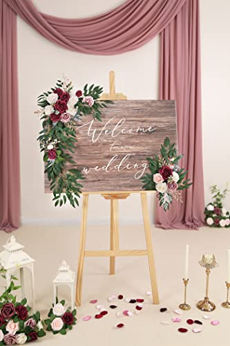 Doris Home Artificial Wedding Flowers Swag For Wedding Ceremony Sign Floral Decoration Burgundy #TOP1