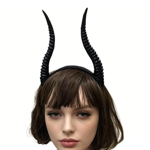 Antelope Serre-tête en corne pour Halloween Cosplay Cosplay Bandeau pour les fêtes à thème, Noël, anniversaire, cosplay (noir)