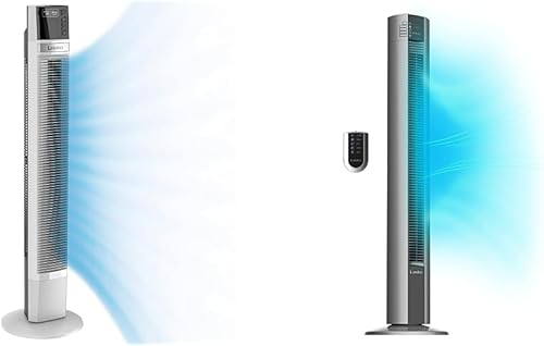 Lasko Compatible con ventilador de torre oscilante Alexa, control por voz, 4 velocidades silenciosas, modo de suspensión, temporizador y ventilador