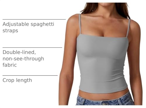 Image of QINSEN Women's Double Lined Basic Tank Top Adjustable Spaghetti Straps Sleeveless Camisole Shirts