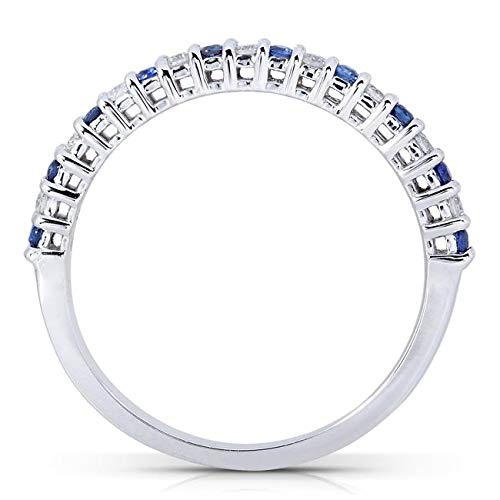 Kobelli Round Diamond & Blue Sapphire Band 1/4 carat (ctw) in 14kt White Gold3