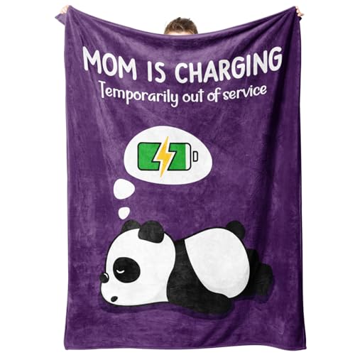 Image of Craftique Gifts for Mom Birthday Christmas- Funny Soft Mom is Charging Blanket- New Moms Gifts for Women, Practical Blanket Throw for Napping Travel, 60”×50”