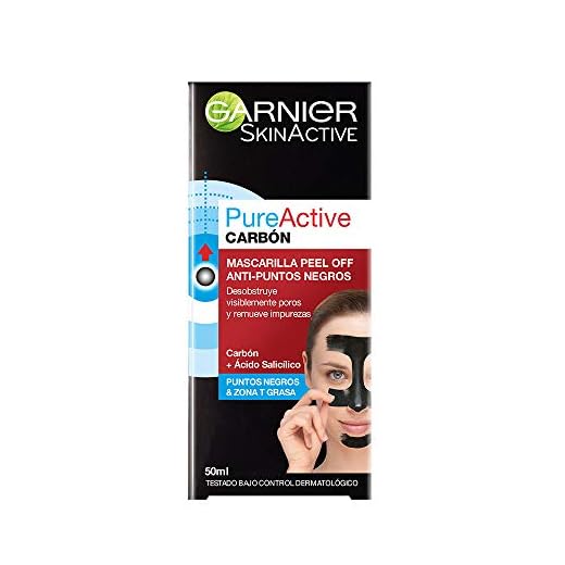 Garnier Skin Active PureActive - Mascarilla Negra Peel Off con Carbón y Ácido Salicílico Anti Puntos Negros, Espinillas y Poros de la Nariz, 50 ml