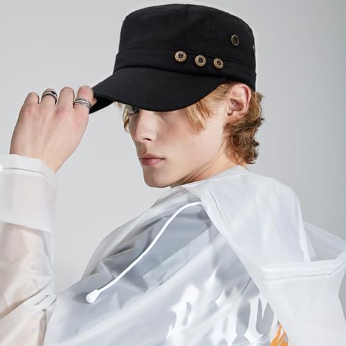 Image of Cadet Army Hat 2 Pieces Flat Top Cap Unisex Military Hat for Women Men
