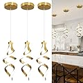 EIDISUNY Modern LED Pendant Light Fixture, 15W Spiral Led Chandelier Hanging Lamp, 4500K Pendant Lights Kitchen Island, Adjustable Height Pendant Light for Dining Room Bedroom Kitchen Island Cafe
