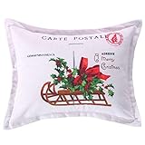 Parure de lit inclut sham/s Levtex Yuletide Parure de lit 1 Personne Carte Postal Pillow 14x18 Blanc/Rouge