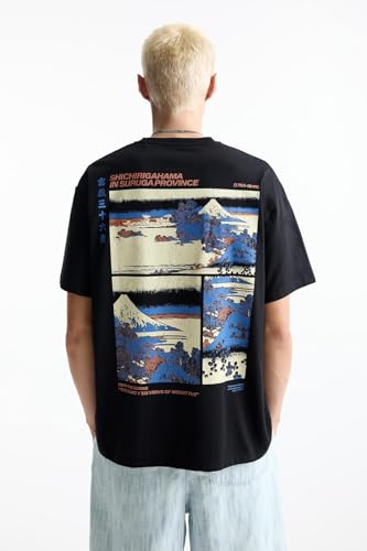 Image of GRECIILOOKS Men's Cotton Blend Oversized Fit T-Shirt Half Sleeve Oversized Round Neck Longline Drop Shoulder | Colorful Printed Men t-Shirt