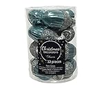 Kleine Weihnachtsbaumanhänger aus echtem Glas, matt und glänzend gemischt, mit Glitzer