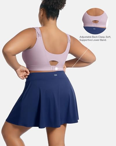 Image of Women's Sports Bra Wirefree Adjustable Medium-High Support Everyday Wear for Large Bust Plus Size with Removable Pads