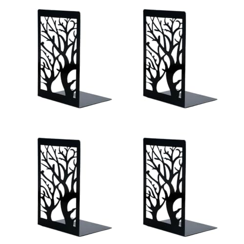 Wenrescry 2 Paires Serre-Livres Métal Antidérapant - Lot de 4 Pièces, Organisateur Livres pour...