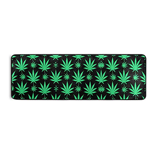 linomo Area Rug – Alfombra verde de cáñamo con hojas de pasillo, alfombra, alfombra, alfombra, alfombra, alfombra, para salón, salón, salón, decoración, para niños, niñas, dormitorio, 61 x 183 cm