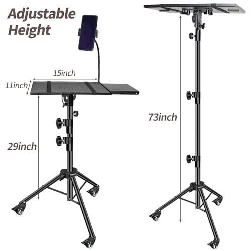 Image of Wheel Projector Stand, Laptop Notebook Tray, Projector Tray Platform Holder Pallet for Tripod Stand Mount, Widely Use in Meeting Rooms, Studio, Outdoor, Classrooms, Stage