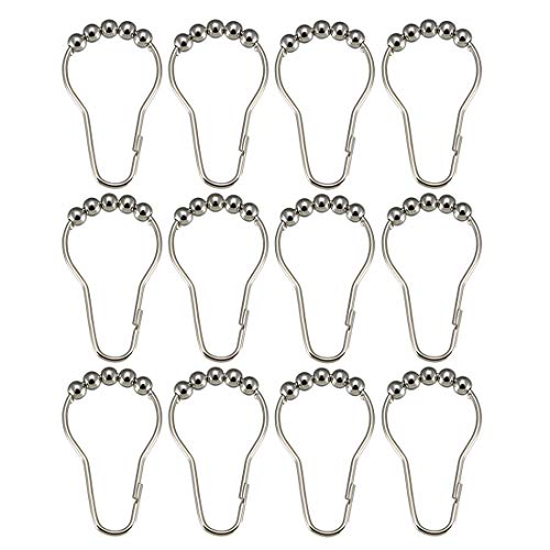 sourcing map - sourcing map 12pcs Anneau Rideau Douche métal à Billes Salle de Bains