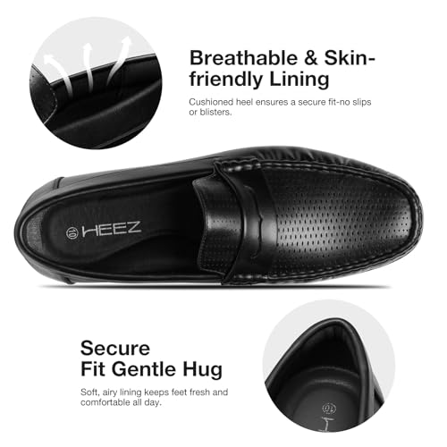 Image of HEEZ Men's Loafers Slip On Dress Shoes Penny Loafers Leather Casual Driving Boat Shoes for Men
