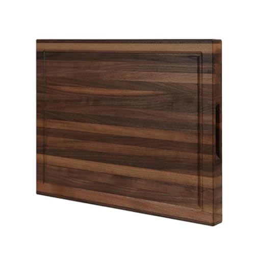CONSDAN Black Walnut Butcher Block Cutting Board with Invisible Inner Handles, USA Grown Hardwood, 1