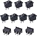 Taiss 10 pezzi Interruttore a Bilanciere SPST ON/OFF 2 Pin 2 Posizioni mini Interruttore a Levetta 6A 250V 10A 125V AC per Elettrodomestici Auto Barca Camion nero KCD1-1-101-BK