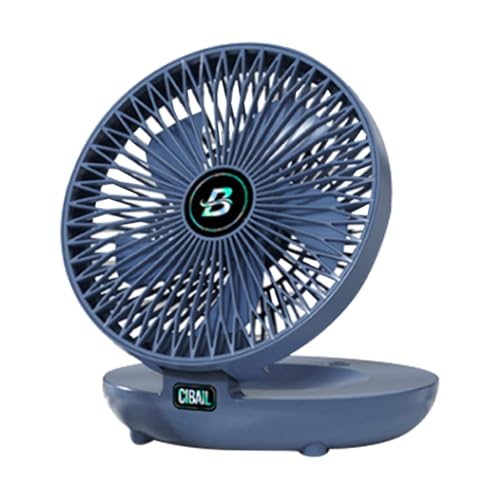 Ohulelks Ventilador de Escritorio Plegable 2 en 1, Aire Acondicionado Portátil, Ventilador Montado en la Pared, Recargable con 3 Velocidades para Oficina en Casa, Azul