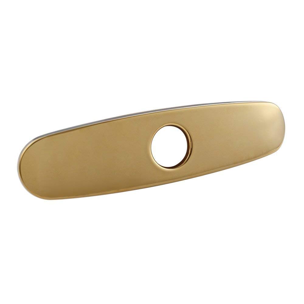 WIQUYBML Stainless Steel 10-Inch Bathroom Kitchen Sink Faucet Tap Hole Cover Deck Plate Escutcheon, Titanium Gold