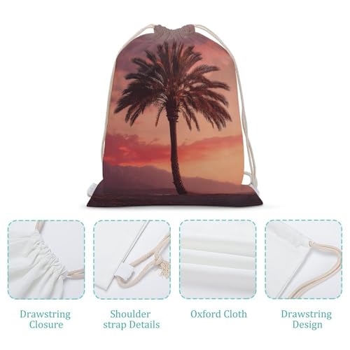 Drawstring Bag Backpack Sunset Palm Tree Sackpack Foldable String Bags Sports Gym Bag for Shopping Yoga4