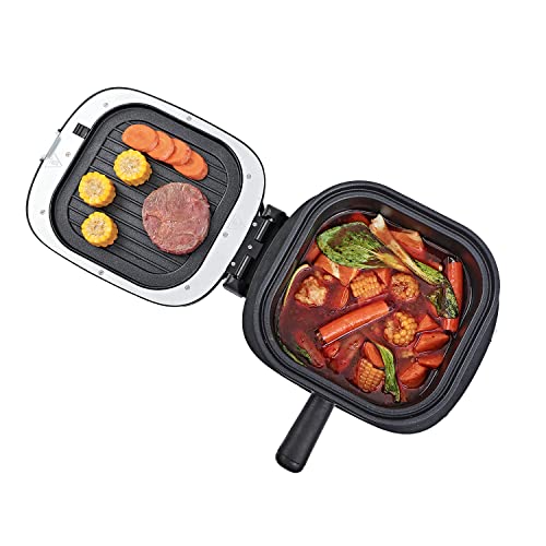 More Taste Home Appliances Air Fryer&Electric Air Fryer Grill Skillet Combo With 3Qt Stewer Pot Multifunctional Cooker (5 Units Includes, Airfryer Stew Black) #TOP3