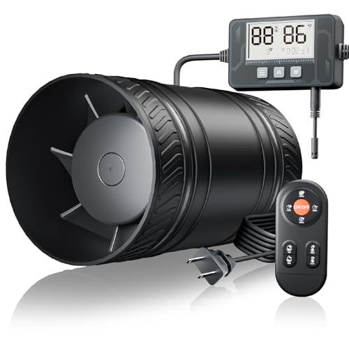 Image of 4 Inch Inline Duct Fan with Humidity Sensor and Remote, Upgraded 3 Speed Timer Humidity & Temperature, Low Noise HVAC Ventilation Fan in Basement Bathroom Workshop Attic FP128A