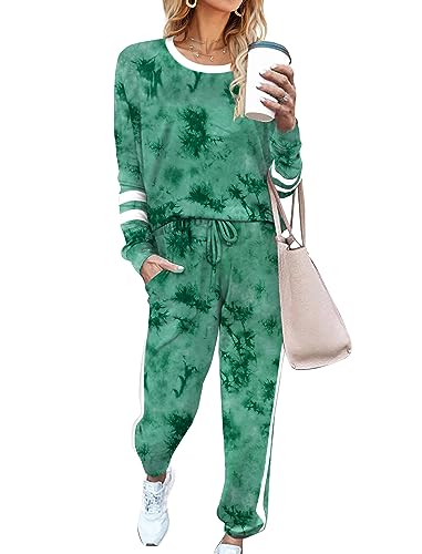 Aloodor Sweatsuit for Women 2 Piece Outfits for Womens Crewneck Sweatshirts Pullover